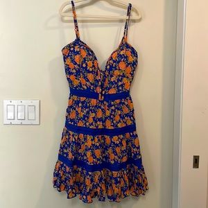 Tularoa flowered dress with blue trim